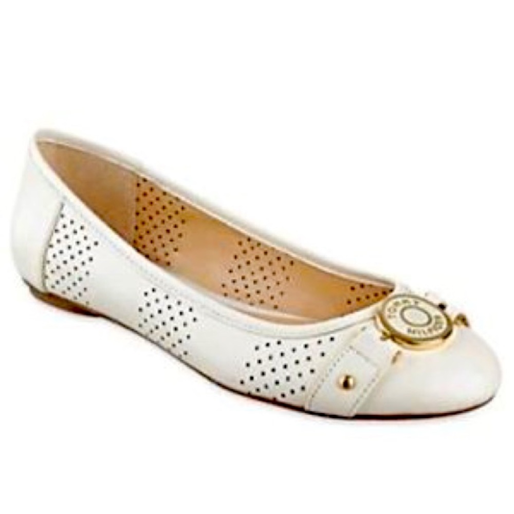 TOMMY HILFIGER Polena Cream White Flats Perforated